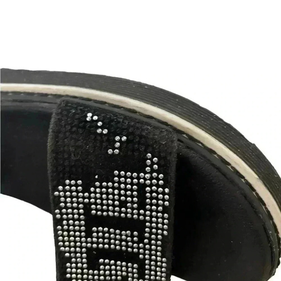 Black Leather Embellished Open Toe Adjustable Strap Closure Big SZ 35 (3.5 US) - Picture 9 of 10